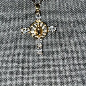 18 K Gold Plated Silver Cross Pendant Necklace